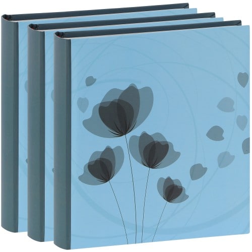 ERICA - Album photo pochettes avec mémo ELLYPSE 2 - 100 pages blanches - 200 photos - Couverture Bleu clair 24x24,8cm - Lot de 3 albums