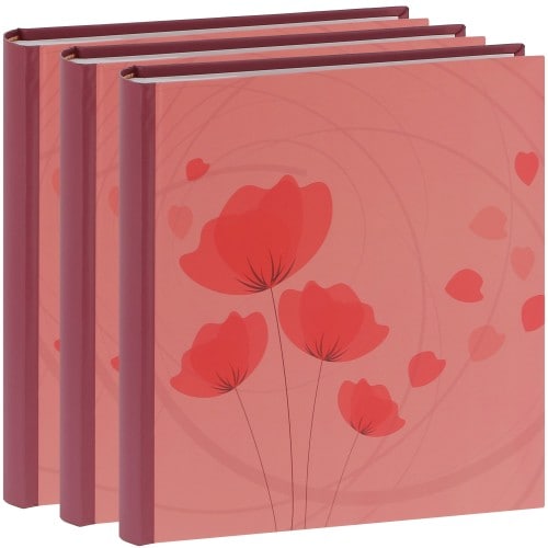 ERICA - Album photo pochettes avec mémo ELLYPSE 2 - 100 pages blanches - 200 photos - Couverture Rose Corail 24x24,8cm - Lot de 3 albums