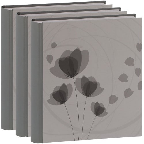 ERICA - Album photo pochettes avec mémo ELLYPSE 2 - 100 pages blanches - 200 photos - Couverture Grise 24x24,8cm - Lot de 3 albums
