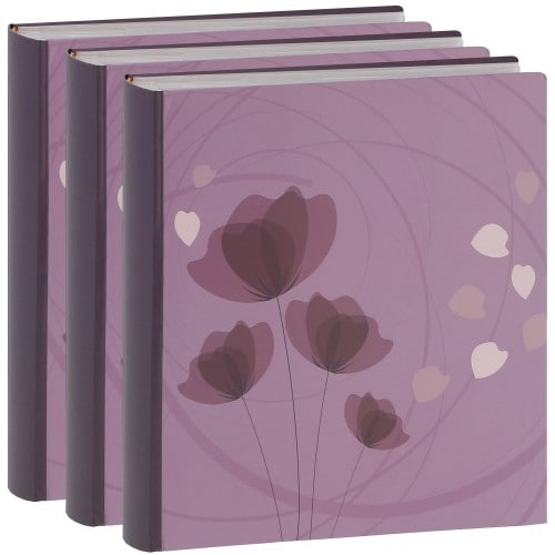 ERICA - Album photo pochettes avec mémo ELLYPSE 2 - 100 pages blanches - 200 photos - Couverture Violet 24x24,8cm - Lot de 3 albums