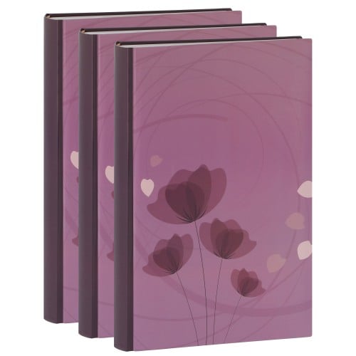 ERICA - Album photo pochettes avec mémo ELLYPSE 2 - 100 pages blanches - 300 photos - Couverture Violet 22,5x37cm - Lot de 3 albums