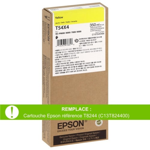 EPSON - Cartouche d'encre traceur T54X4 pour imprimante SureColor SC-P6000/P7000/P8000/P9000 Jaune - 350ml (Remplace la réf. T8244)