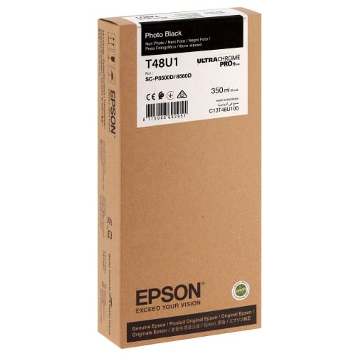 EPSON - Cartouche d'encre traceur T48U1 pour imprimante SureColor SC-P6500D et SC-P8500D Noir Photo - 350ml