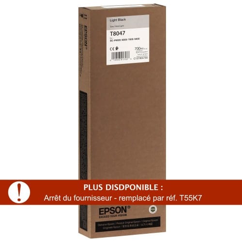 Cartouche d'encre traceur EPSON T8047 Pour imprimante SC-P6000/7000/8000/9000 Light noir - 700ml