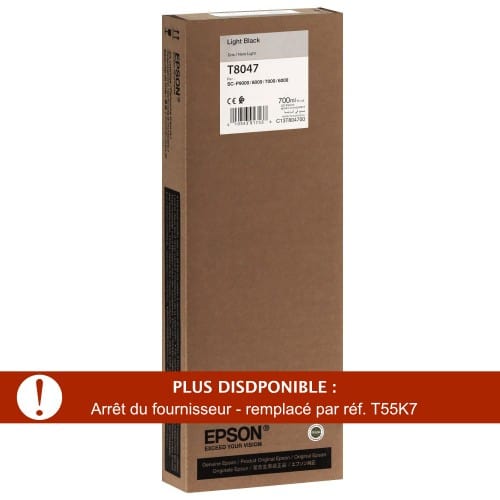 EPSON - Cartouche d'encre traceur T8047 Pour imprimante SC-P6000/7000/7000V/8000/9000/9000V Light noir - 700ml