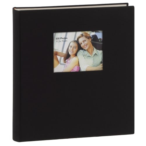pochettes avec mémo SQUARE - 100 pages blanches - 500 photos - Couverture Noire 36x36,5cm + fenêtre