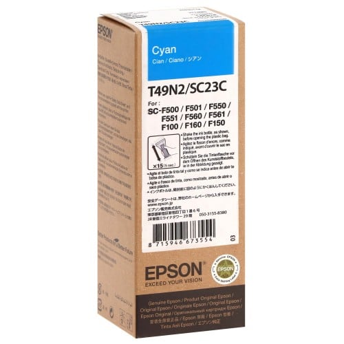 Encre sublimation EPSON UltraChrome DS cyan 140ml T49N2 / SC23C pour  SC-F100 / SC-F500