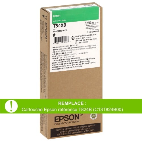 EPSON - Cartouche d'encre traceur T54XB pour imprimante SureColor SC-P7000/P9000 Vert  - 350ml (Remplace la réf. T824B)