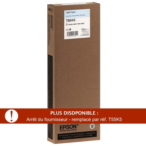 Cartouche d'encre traceur EPSON T8045 Pour imprimante SC-P6000/7000/8000/9000 Light cyan - 700ml