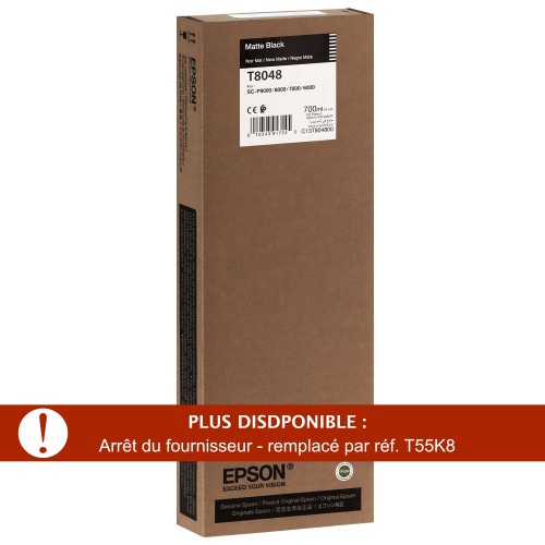 Cartouche d'encre traceur EPSON T8048 Pour imprimante SC-P6000/7000/8000/9000 Noir mat - 700ml