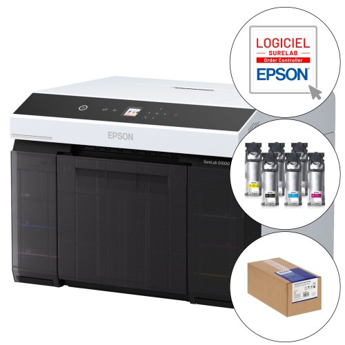 EPSON - Kit imprimante SureLab D1000 + 1 licence Order Controller Light + 1 jeu d'encre + carton de papier 2 rouleaux de 152mm brillant SureLab Pro-S 254g