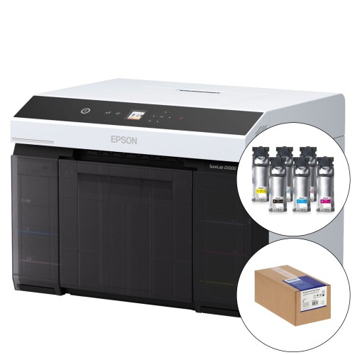 EPSON - Kit imprimante SureLab D1000 + 1 jeu d'encre 6 couleurs + carton de papier 2 rouleaux de 152mm brillant SureLab Pro-S 254g