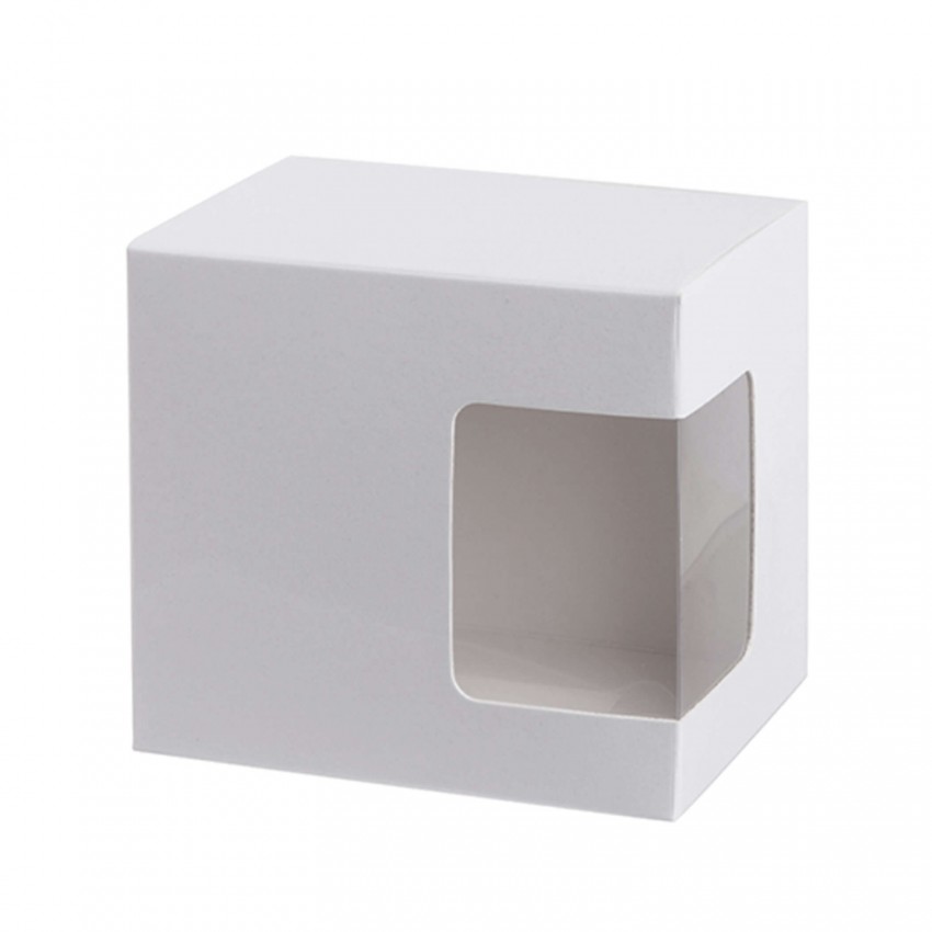 Boîte blanche carton avec fenêtre pour Mug de 330ml (11oz) (l’unité) (idéale pour livraison magasin)