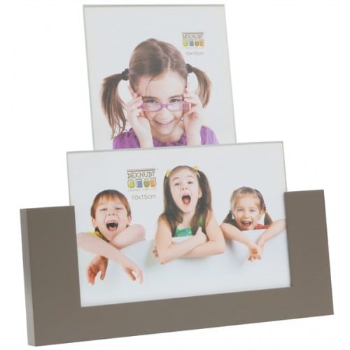 Porte-photo DEKNUDT pour 2 photos 10x15cm - Bois taupe