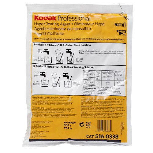 KODAK - Produit Auxiliaire de Traitement - Agent de nettoyage Hypo - Sachet de 502g pour faire 3,8L (réf. 1058312)
