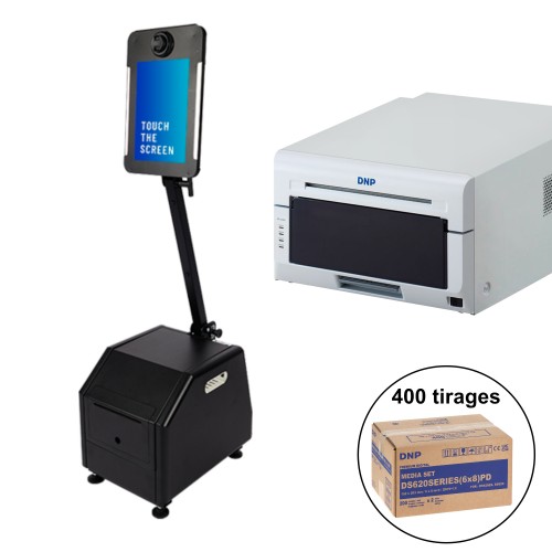 DNP - Kit Borne photo (Photobooth) POP-UP + pied + housse + DS620 + 1 carton de consommables pour 800 tirages 10x15 ou 400 tirages 15x20