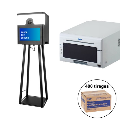 DNP - Kit Borne photo (Photobooth) PRIME + pied + housse + DS620 + 1 carton de consommables pour 800 tirages 10x15 ou 400 tirages 15x20