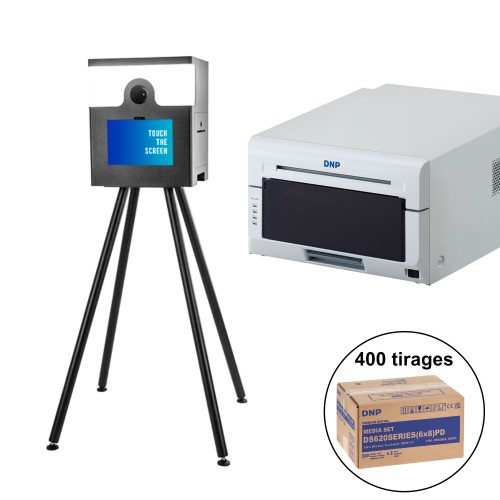 DNP - Kit Borne photo (Photobooth) LITE + pied + housse + DS620 + 1 carton de consommables pour 800 tirages 10x15 ou 400 tirages 15x20