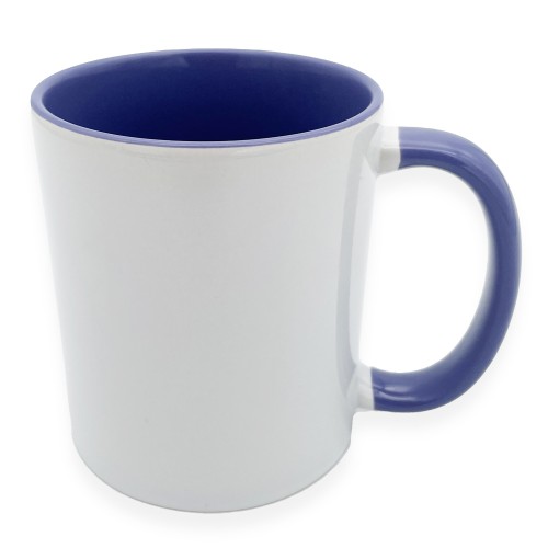 Mug céramique 330ml (11oz) Blanc/poignée et intérieur lavande - Qualité AAA - Diamètre 82mm