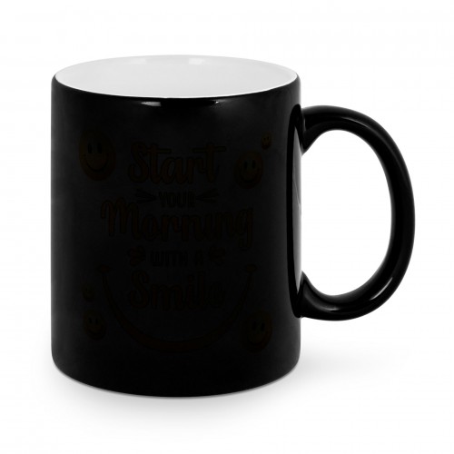 Mug céramique magique MB TECH 330ml (11oz) - Noir brillant - L'impression apparaît quand l'eau chaude est versée.