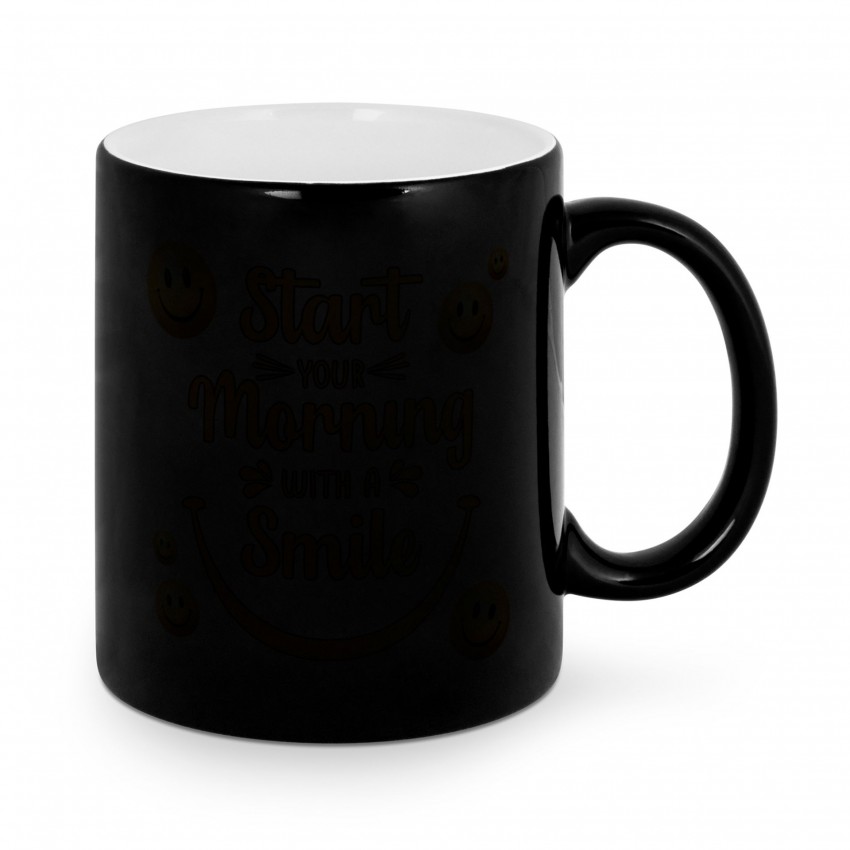 Mug céramique magique MB TECH 330ml (11oz) - Noir brillant - L'impression apparaît quand l'eau chaude est versée.