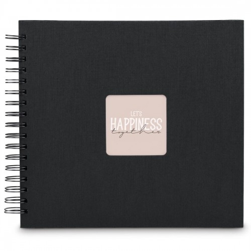 HAMA - Album photo traditionnel FINE ART SPIRAL NEW BLACK - 50 pages noires - 100 photos 10x15cm - Couverture Noire 28x24cm + fenêtre