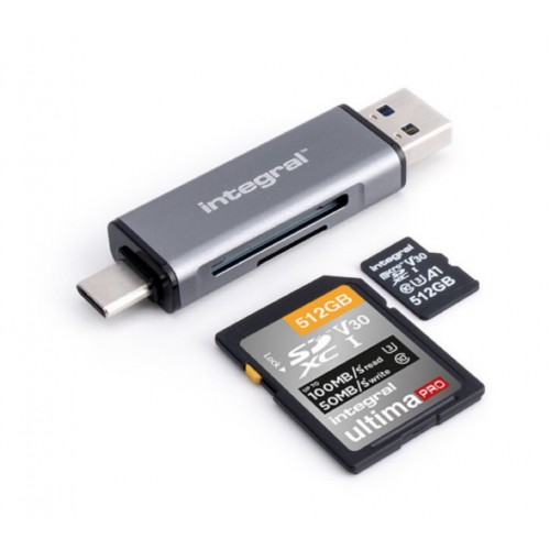 INTEGRAL - Lecteur carte mémoire Intégral Lecteur USB 3.2 Type-A & C de carte mémoire SD & MicroSD