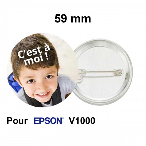GAMAX - Badge Ø59mm avec épingle - pour Epson V1000  - Lot de 100