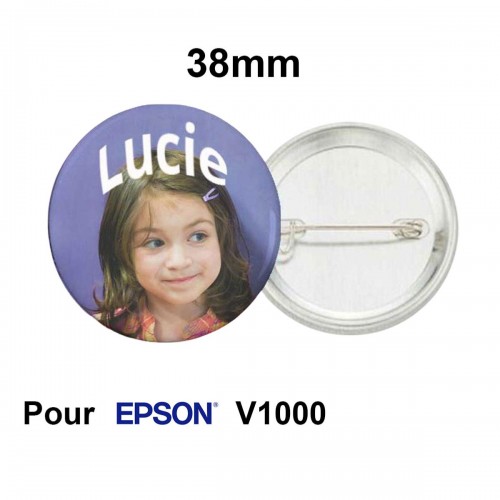 GAMAX - Badge avec épingle Ø38mm - pour Epson V1000  - Lot de 100