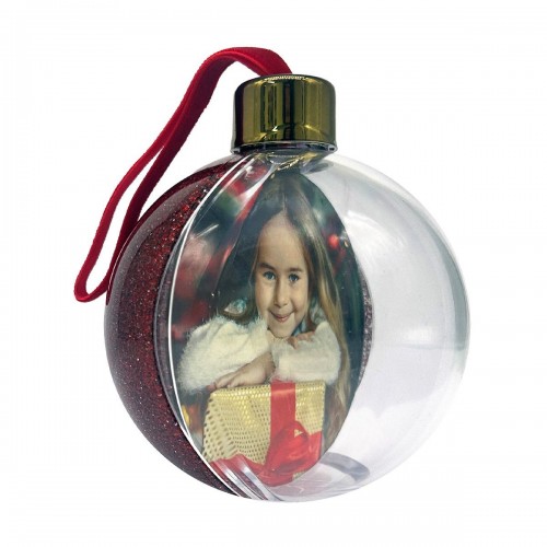 BOULE Décoration Rouge pour insertion photo Vendu par 72