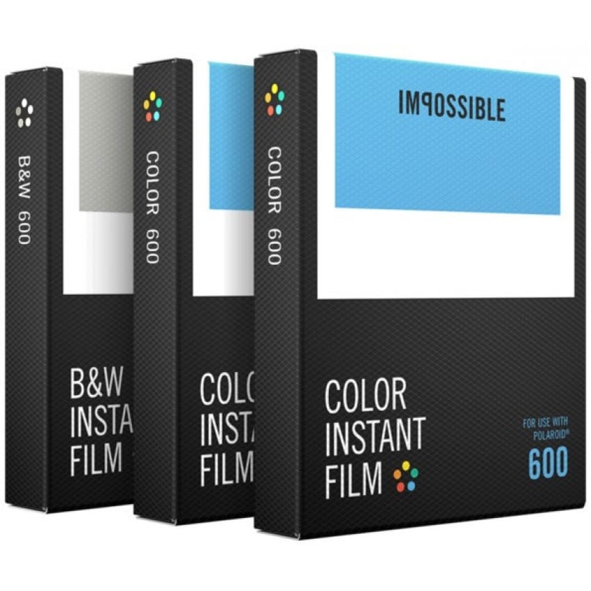 Film instantané IMPOSSIBLE pour POLAROID 600/One 600 - Tripack 2 Films couleur + 1 Film noir - 3 x 8 photos