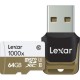 Carte mémoire SD micro LEXAR SDHC/XC Micro Classe 10 UHS-II (U3) (150Mo/s 1000x) (avec lecteur USB) 64 GB