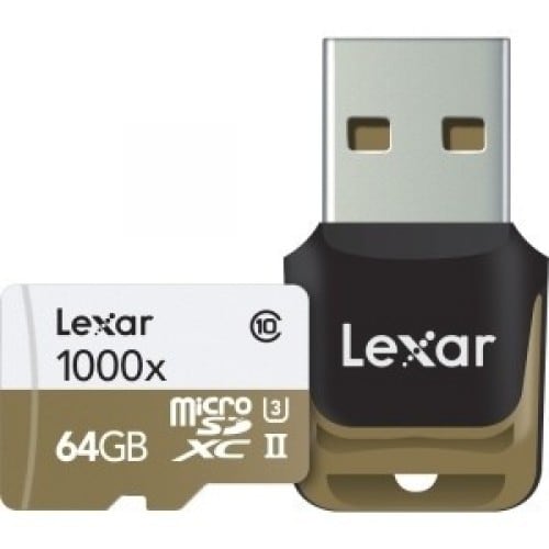 Carte mémoire SD micro LEXAR SDHC/XC Micro Classe 10 UHS-II (U3) (150Mo/s 1000x) (avec lecteur USB) 64 GB