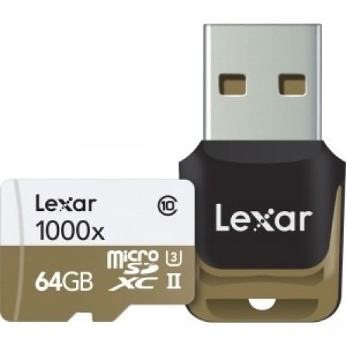 LEXAR - Carte mémoire SD micro SDHC/XC Micro Classe 10 UHS-II (U3) (150Mo/s 1000x) (avec lecteur USB) 64 GB
