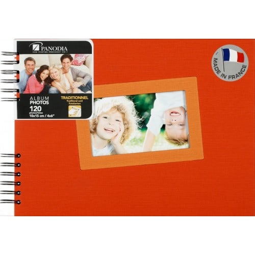 Album photo PANODIA série TAÏS 31x23cm - Spirales noires 40 Pages noires - Traditionnel Couverture personnalisable (Orange)
