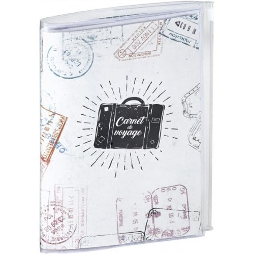 Carnet de voyage PANODIA série TRIP Format 14,5x21cm - 96 pages Avec pochette zip Blanc / Visas - Couverture souple
