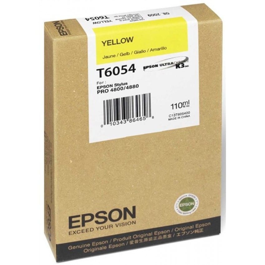 Cartouche d'encre traceur EPSON T6054 Pour imprimante SP4800/4880 Jaune - 110ml