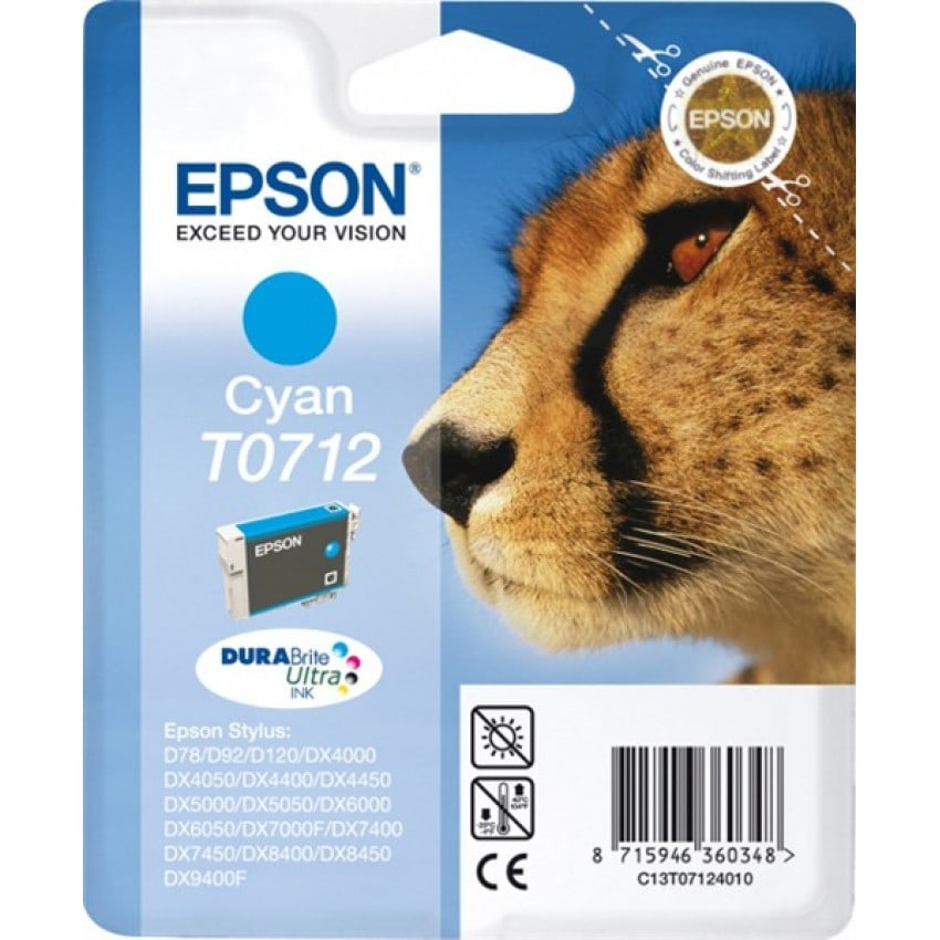 Cartouche d'encre EPSON T0712 Guépard - Cyan