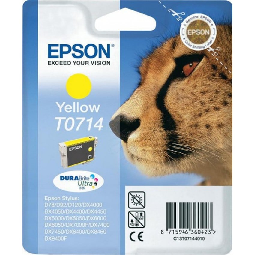 Cartouche d'encre EPSON T0714 Guépard - Jaune