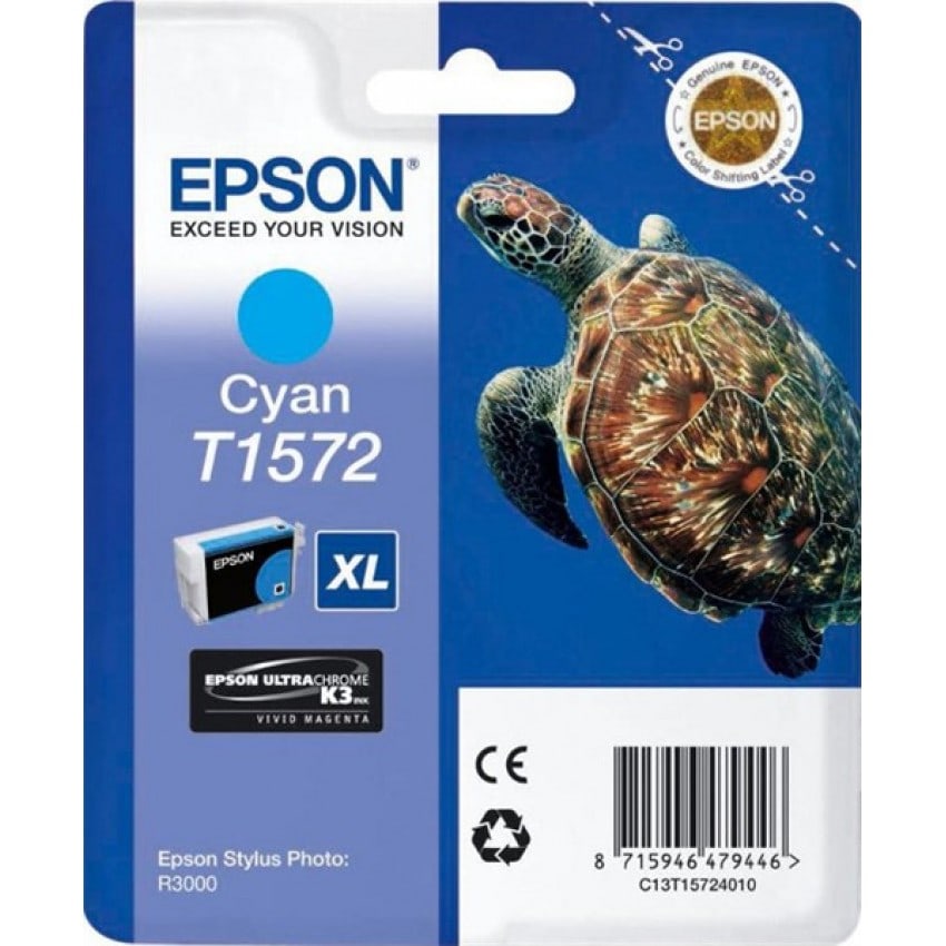 Cartouche d'encre EPSON T1572 Tortue - Cyan