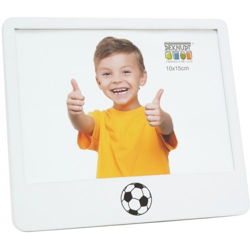 Cadre photo DEKNUDT S68KK1 E1G - bois blanc - ballon de foot - pour photo 10x15cm