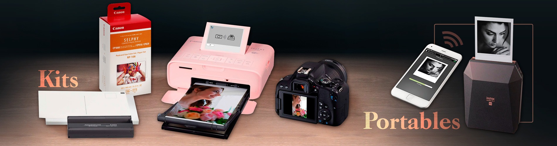 Imprimante photo portable couleur Canon SELPHY CP1300, Rose + Jeu